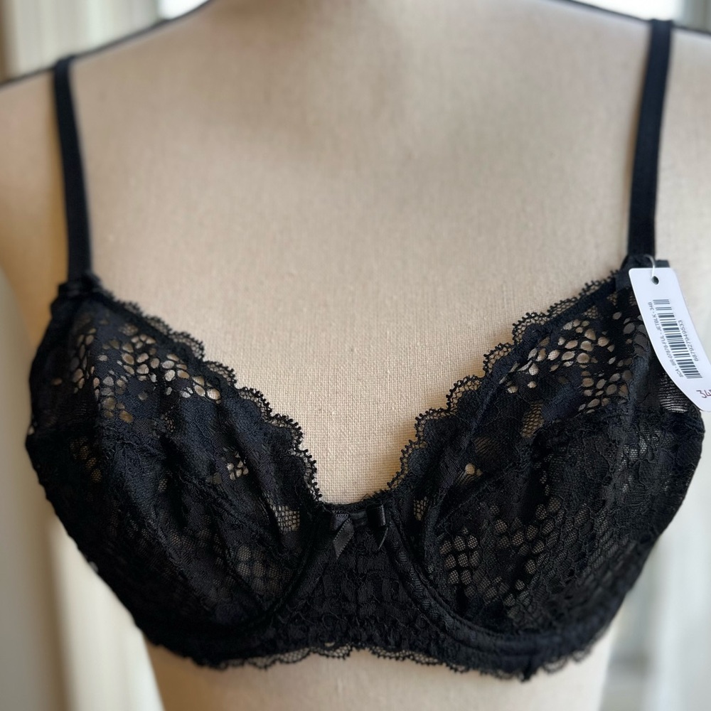 Adore Me Black Lace underwire bra Unlined sz 34b~Nwt’s